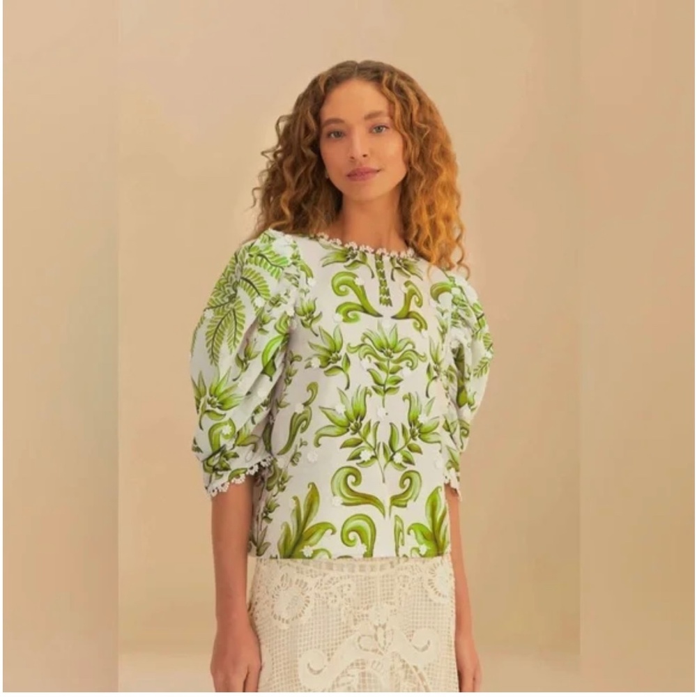 Farm Rio Off-White green Milani Blouse
